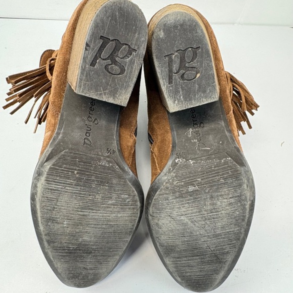 Paul Green Womens Ankle Boots UK 4.5 US 7 Brown Suede Tassel Tie Side Zip Heeled - Picture 7 of 8